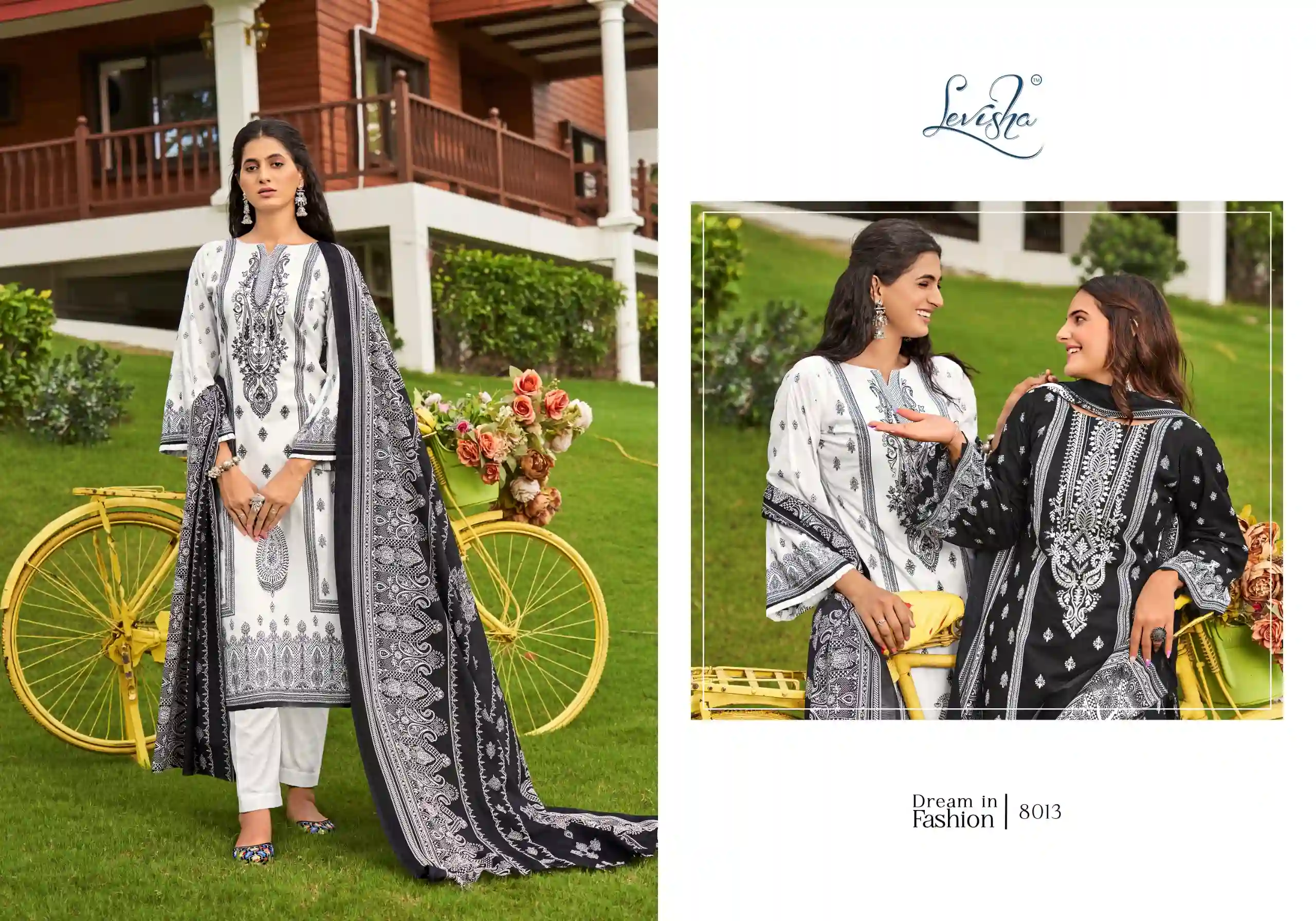 Levisha Naira Nx Vo 8 Black & White Cotton Pakistani Style Print Wholesale Pakistani Salwar Suit Catalog — Wholesale Pakistani Suits, Levisha wholesale from Surat - Gallery Image 5